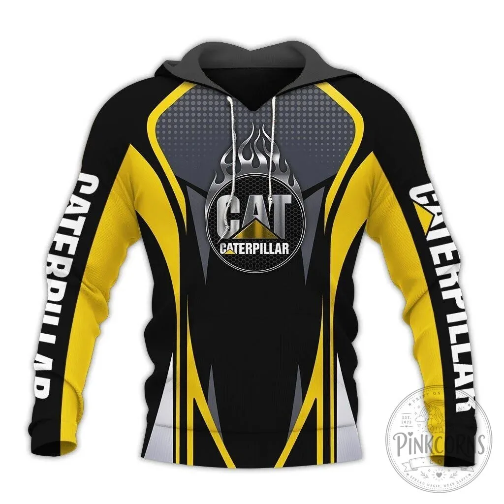 Caterpillar Heavy Equipment Company Logo Black and Yellow Hoodie