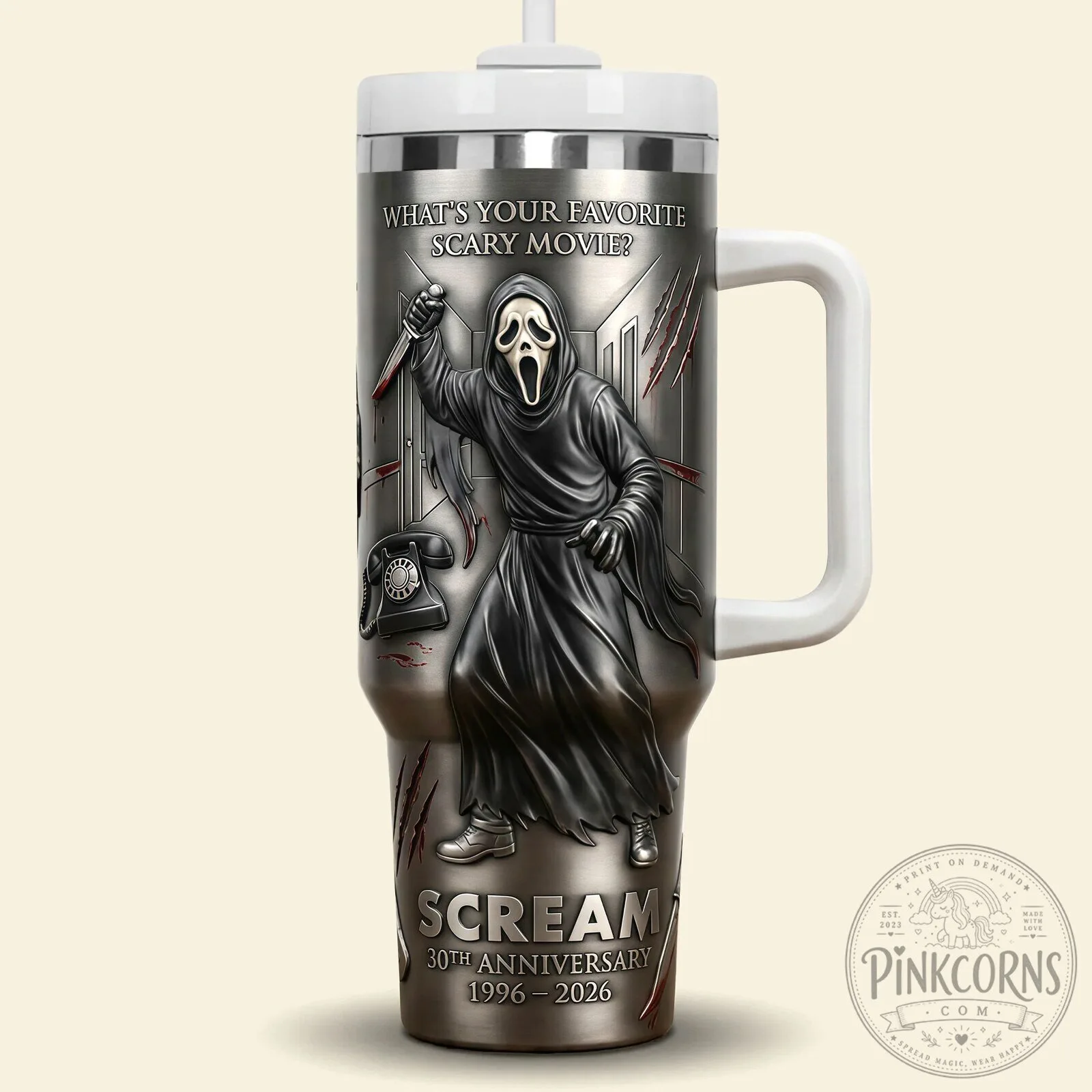Scream Ghostface 30th Anniversary Horror Movie Stainless Steel Tumbler 6 Scream Ghostface 30th Anniversary Horror Movie Stainless Steel Tumbler