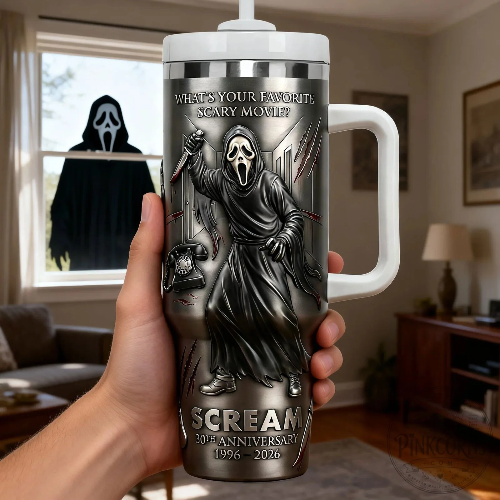 Scream Ghostface 30th Anniversary Horror Movie Stainless Steel Tumbler 7 Scream Ghostface 30th Anniversary Horror Movie Stainless Steel Tumbler
