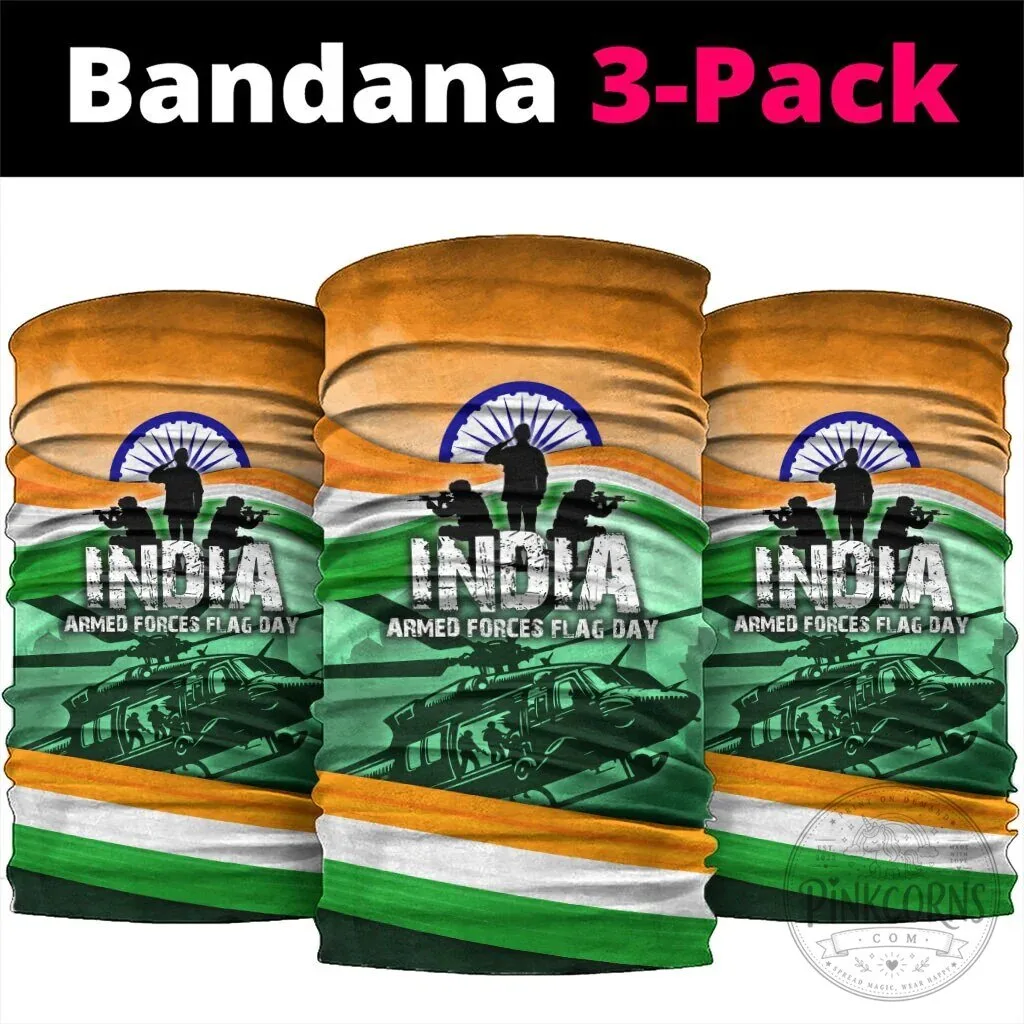 India Armed Forces Flag Day Patriotic Indian Military Neck Gaiter Bandana 3-Pack