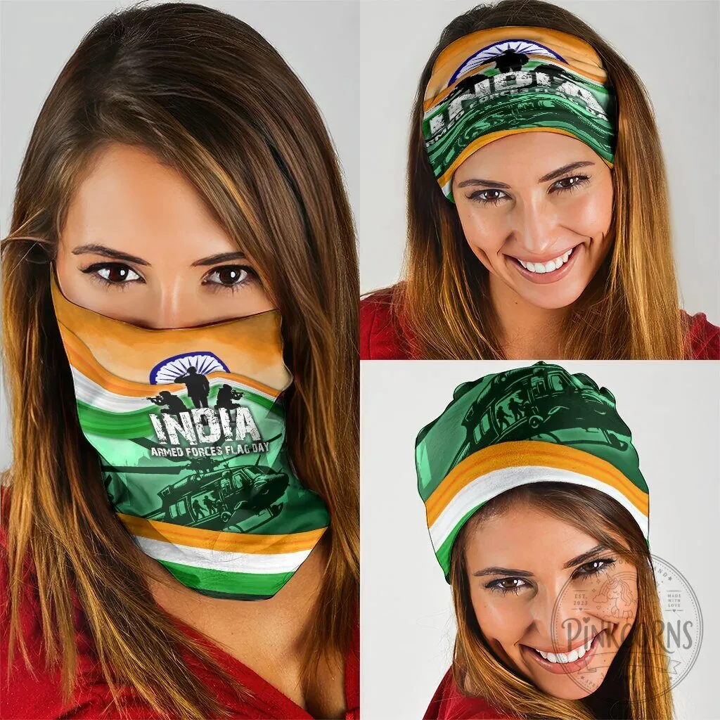 India Armed Forces Flag Day Patriotic Indian Military Neck Gaiter Bandana 3-Pack 8 India Armed Forces Flag Day Patriotic Indian Military Neck Gaiter Bandana 3-Pack