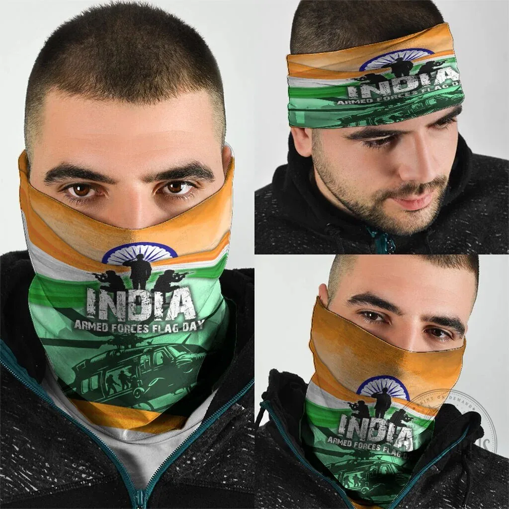 India Armed Forces Flag Day Patriotic Indian Military Neck Gaiter Bandana 3-Pack 9 India Armed Forces Flag Day Patriotic Indian Military Neck Gaiter Bandana 3-Pack