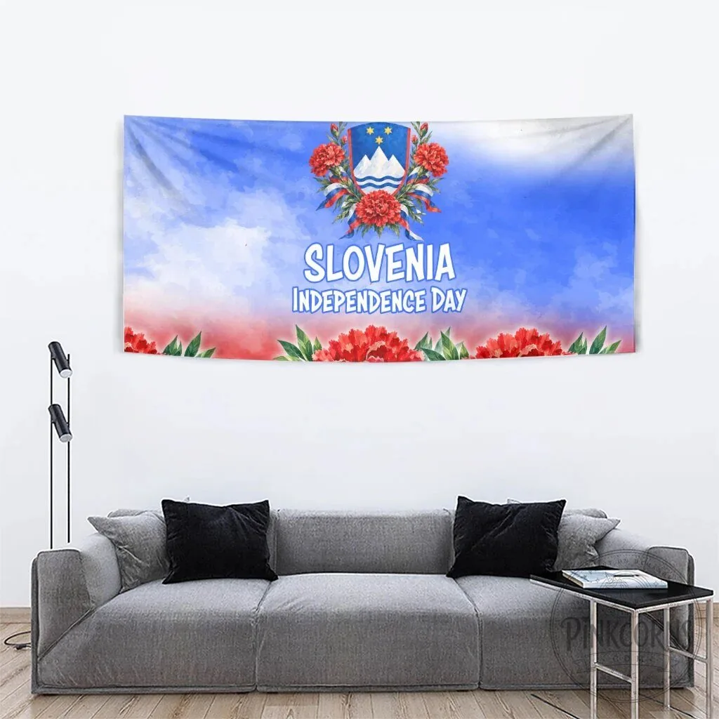 Slovenia Independence Day Tapestry White Lipizzaner Horse Red Carnation Emblem Patriotic Wall Hanging 10 Slovenia Independence Day Tapestry White Lipizzaner Horse Red Carnation Emblem Patriotic Wall Hanging