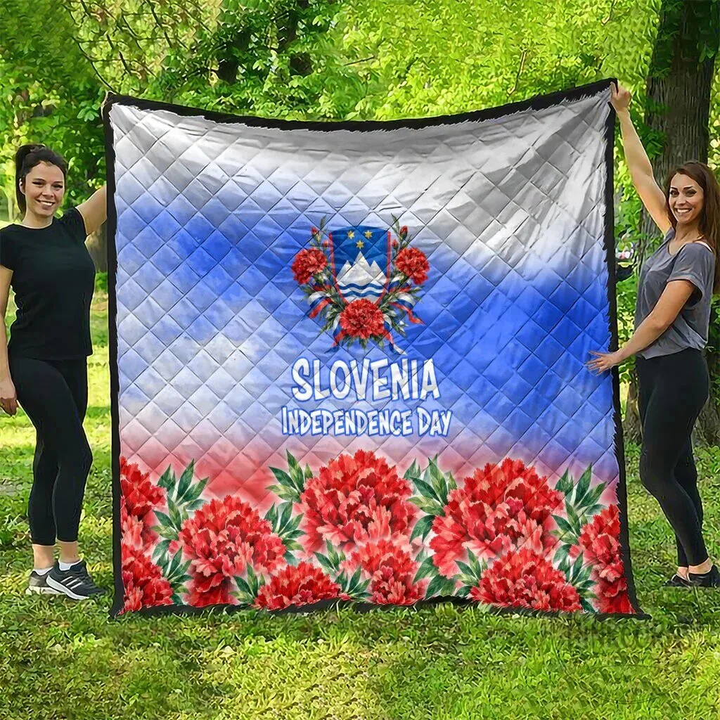 Slovenia Independence Day White Lipizzan Horse Red Carnation Emblem Quilt 11 Slovenia Independence Day White Lipizzan Horse Red Carnation Emblem Quilt