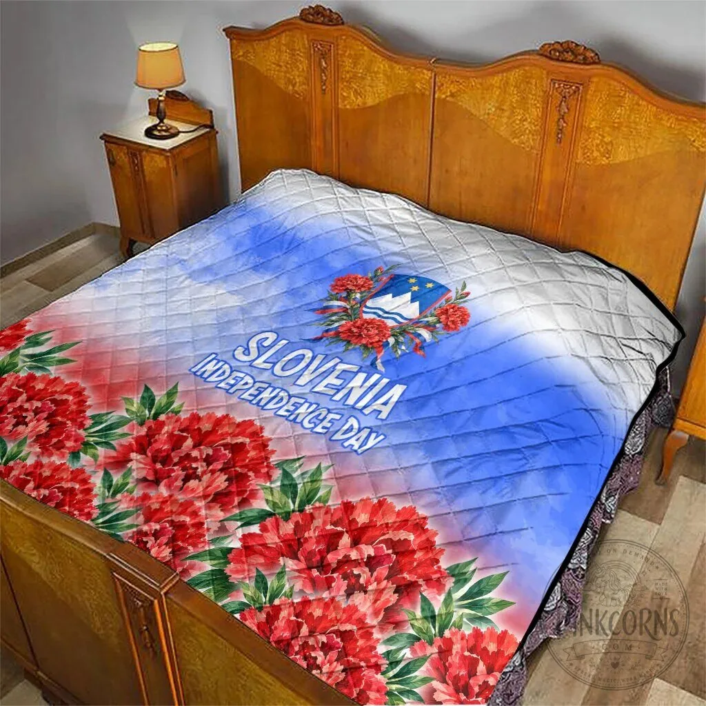 Slovenia Independence Day White Lipizzan Horse Red Carnation Emblem Quilt 13 Slovenia Independence Day White Lipizzan Horse Red Carnation Emblem Quilt