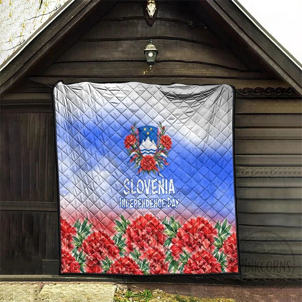 Slovenia Independence Day White Lipizzan Horse Red Carnation Emblem Quilt 14 Slovenia Independence Day White Lipizzan Horse Red Carnation Emblem Quilt