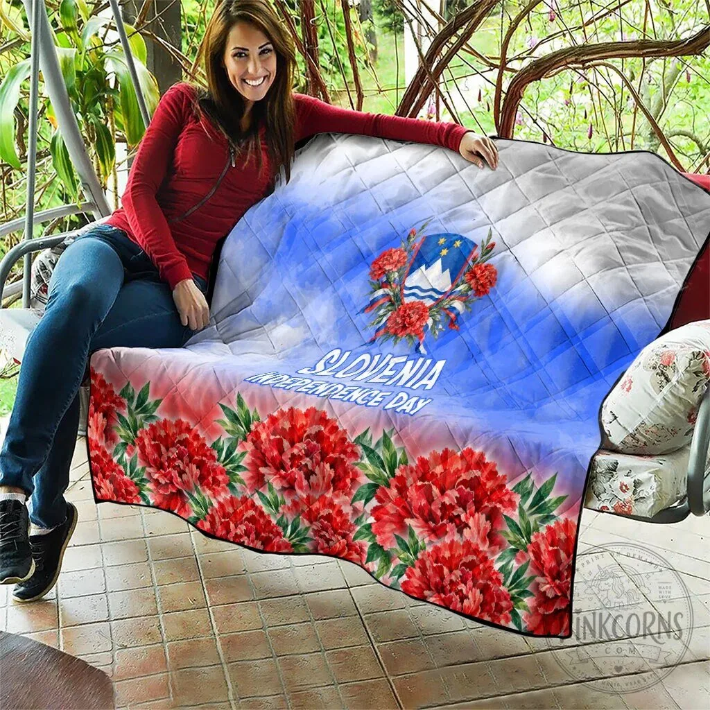 Slovenia Independence Day White Lipizzan Horse Red Carnation Emblem Quilt 15 Slovenia Independence Day White Lipizzan Horse Red Carnation Emblem Quilt