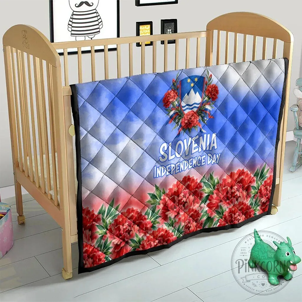 Slovenia Independence Day White Lipizzan Horse Red Carnation Emblem Quilt 17 Slovenia Independence Day White Lipizzan Horse Red Carnation Emblem Quilt