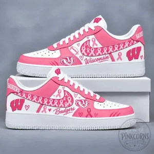 Wisconsin Badgers Breast Cancer Awareness Pink Ribbon Custom Shoes