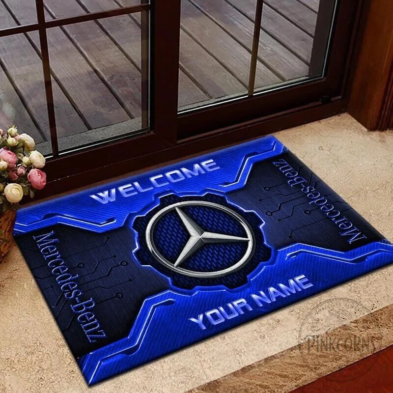 Mercedes-Benz Blue Gear Design Personalized Welcome Doormat 1 Mercedes-Benz Blue Gear Design Personalized Welcome Doormat