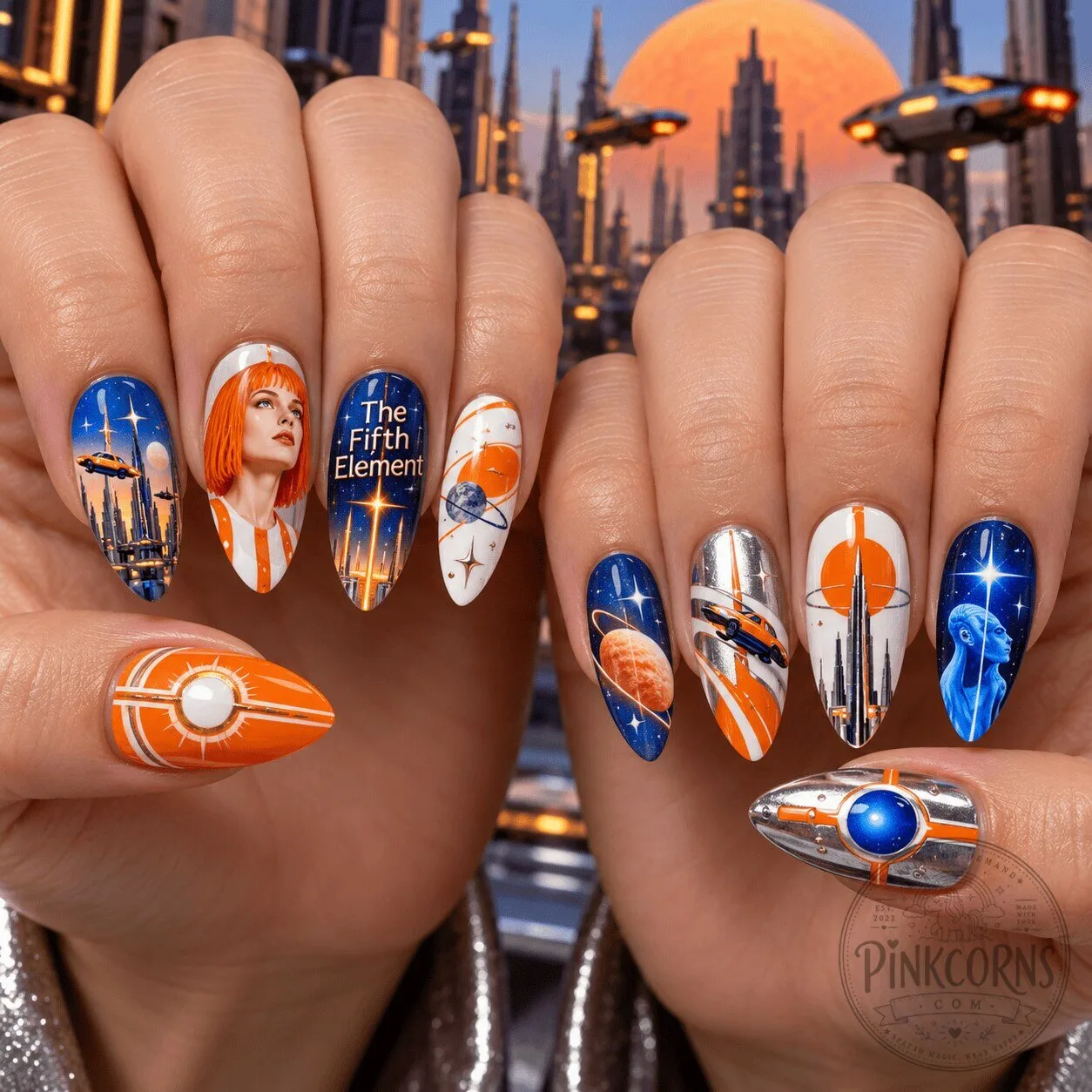 The Fifth Element Leeloo Sci-Fi Movie Futuristic City Press On Nails Set