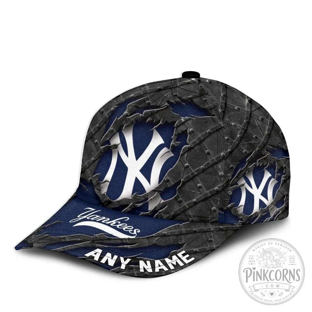 New York Yankees Personalized Name Black Metal Design Baseball Cap Hat 9 New York Yankees Personalized Name Black Metal Design Baseball Cap Hat