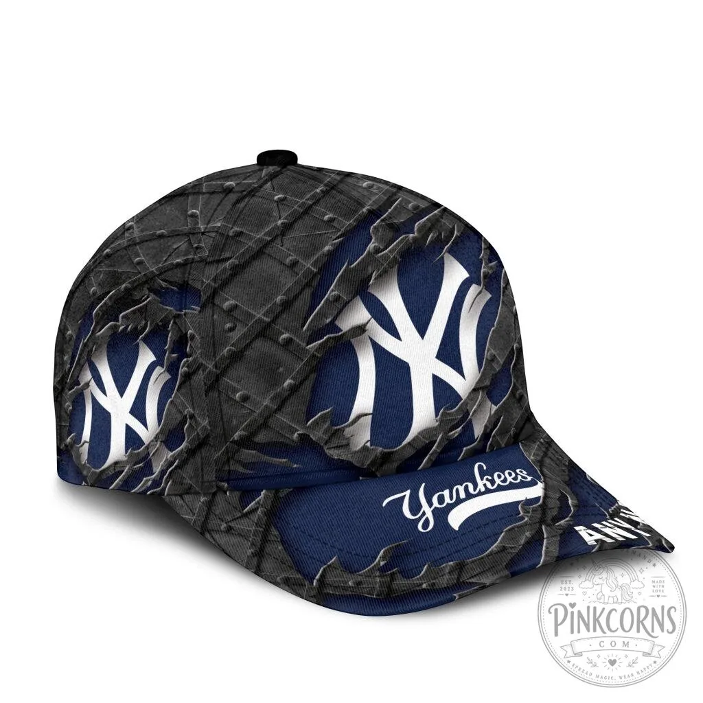 New York Yankees Personalized Name Black Metal Design Baseball Cap Hat 10 New York Yankees Personalized Name Black Metal Design Baseball Cap Hat