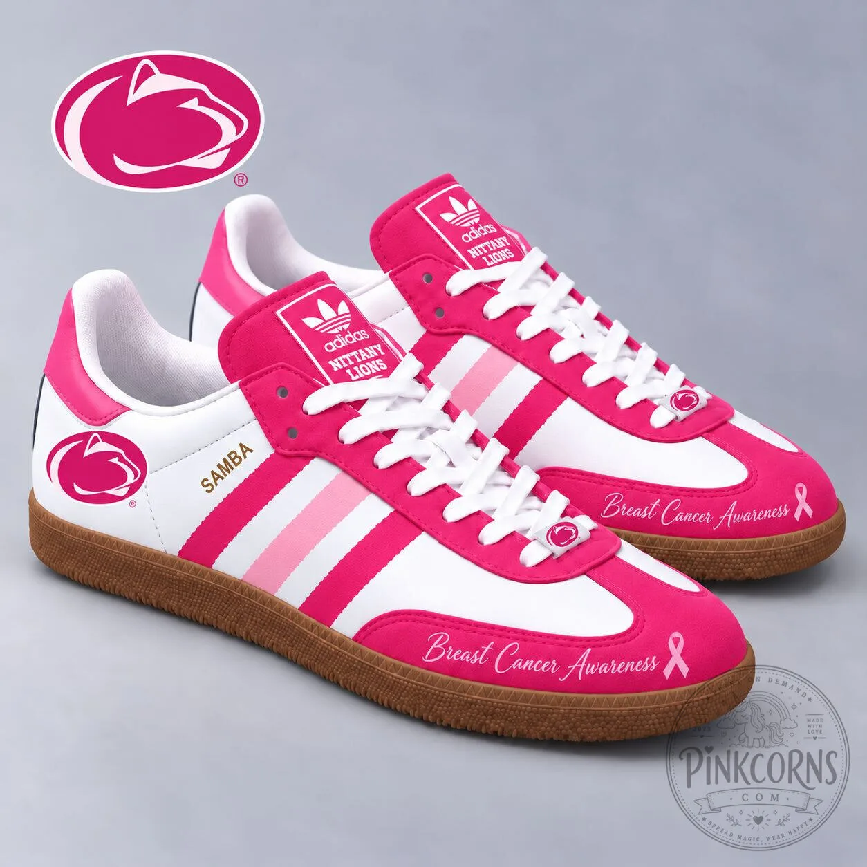 Penn State Nittany Lions Breast Cancer Awareness Pink Samba Shoes