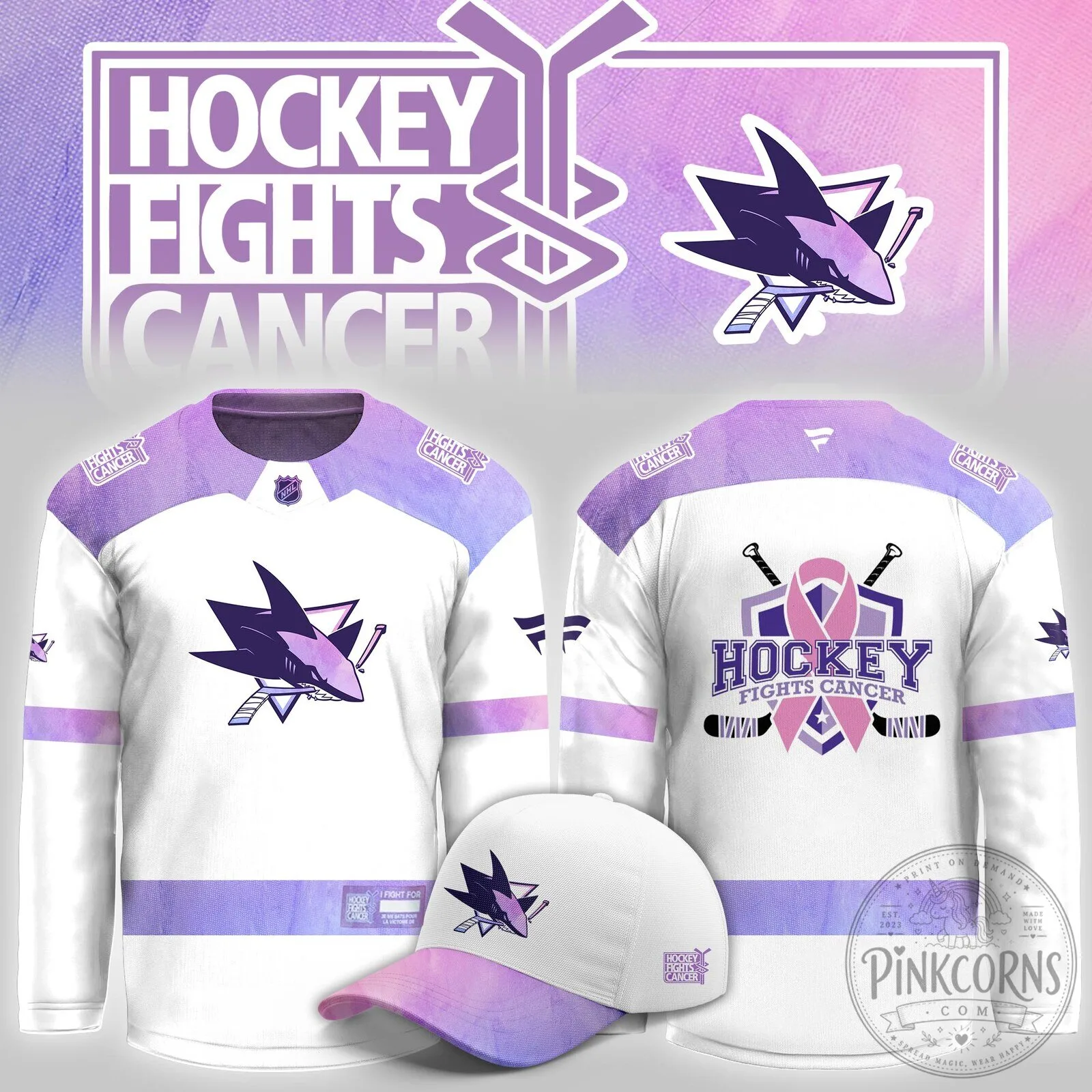San Jose Sharks Hockey Fights Cancer Limited Edition Hockey Jersey