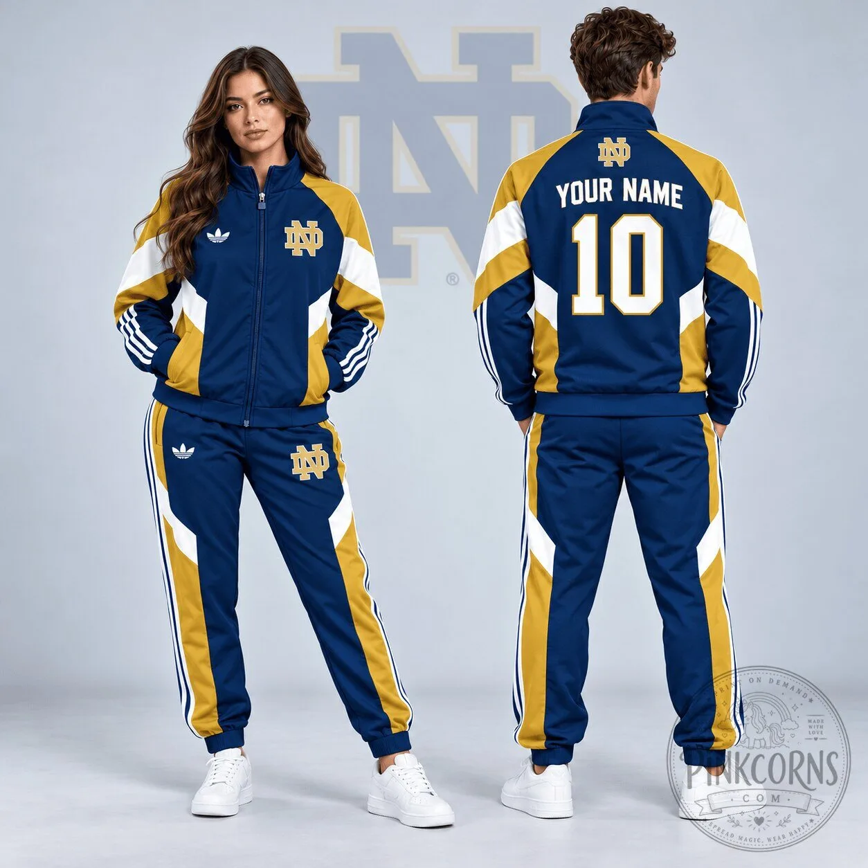 Notre Dame Fighting Irish Personalized Retro Colorblock Tracksuit Set 5 Notre Dame Fighting Irish Personalized Retro Colorblock Tracksuit Set