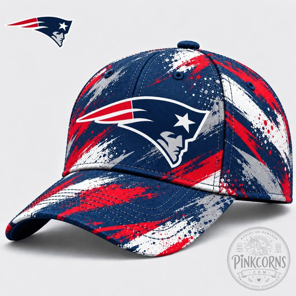 New England Patriots Splatter Paint Design Baseball Cap New England Patriots Splatter Paint Design Baseball Cap