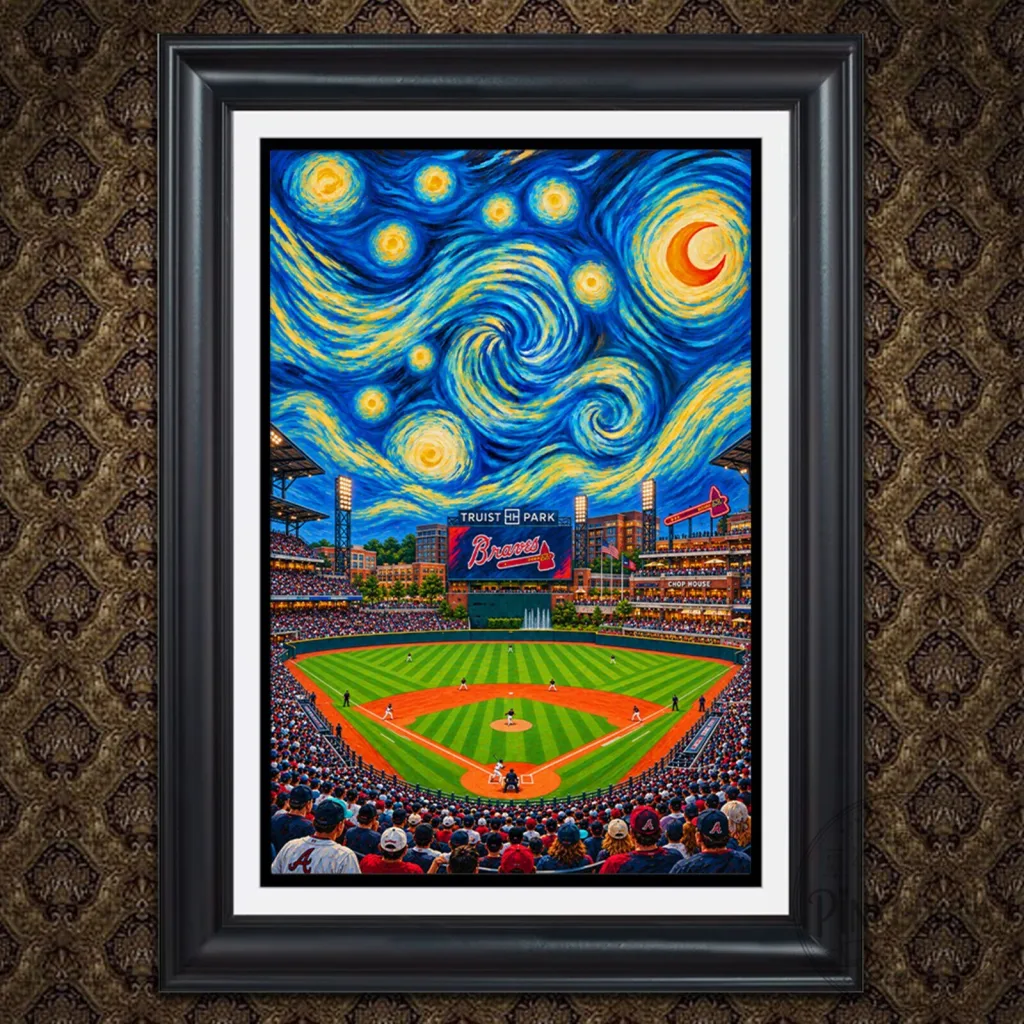 Atlanta Braves Truist Park Starry Night Van Gogh Style Baseball Stadium Wall Art Atlanta Braves Truist Park Starry Night Van Gogh Style Baseball Stadium Wall Art