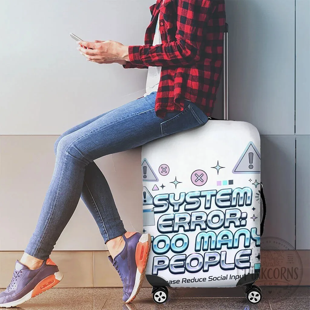System Error Too Many People Y2K Retro Tech Computer Interface Luggage Cover 7 System Error Too Many People Y2K Retro Tech Computer Interface Luggage Cover