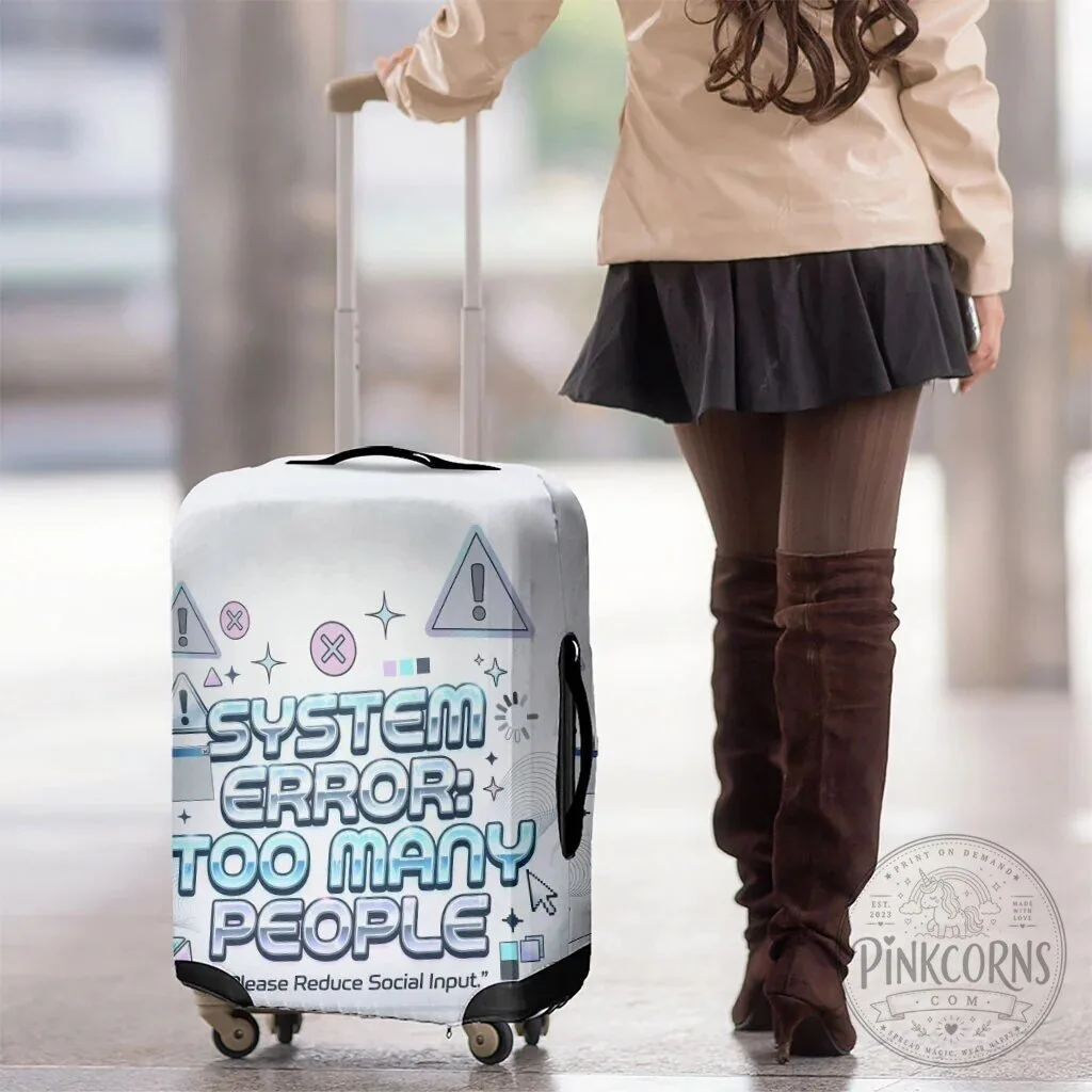 System Error Too Many People Y2K Retro Tech Computer Interface Luggage Cover 8 System Error Too Many People Y2K Retro Tech Computer Interface Luggage Cover