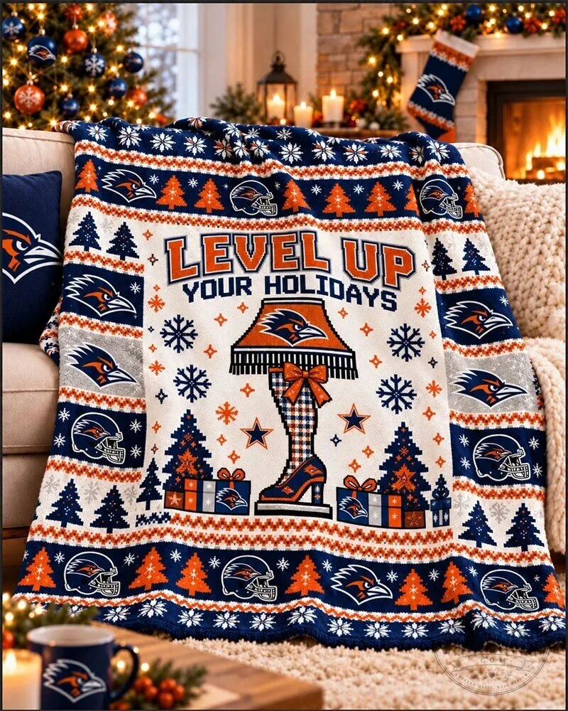 University of Texas San Antonio Roadrunners Level Up Your Holidays Christmas Blanket