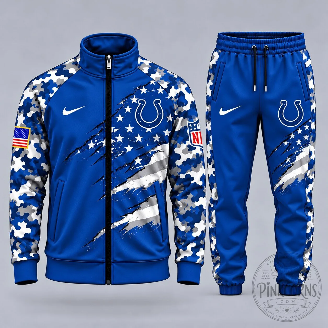 Indianapolis Colts Patriotic Camouflage Full-Zip Tracksuit Jacket and Jogger Pants Set