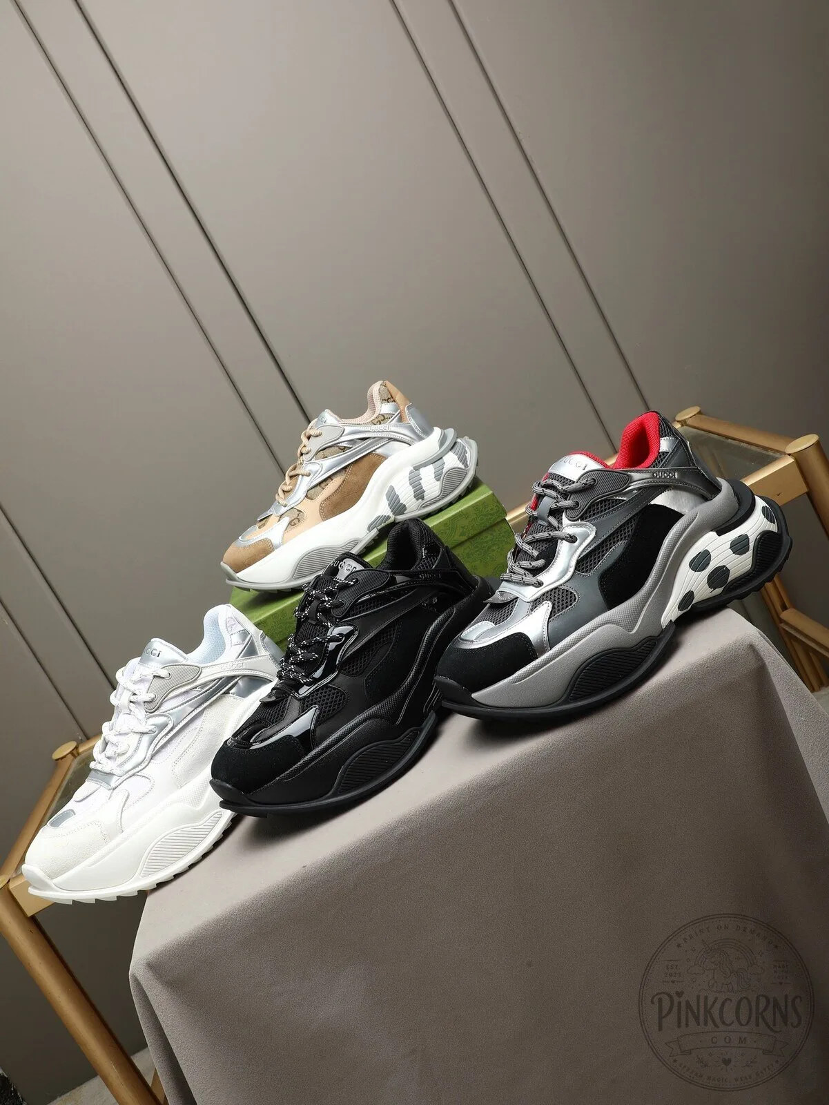 Gucci Ultrapace R Metallic Silver and Black Trainer Shoes 11 Gucci Ultrapace R Metallic Silver and Black Trainer Shoes