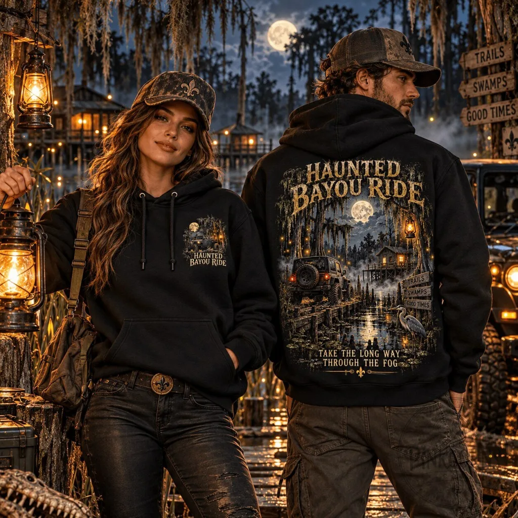 Haunted Bayou Ride Full Moon Swamp Adventure Black Pullover Hoodie Haunted Bayou Ride Full Moon Swamp Adventure Black Pullover Hoodie