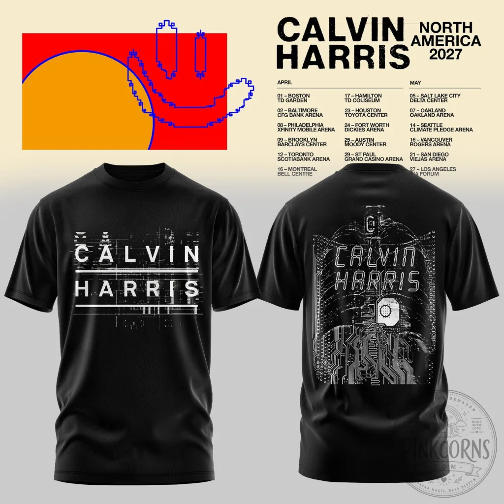 Calvin Harris North America 2027 Tour Dates Concert Black T-Shirt Calvin Harris North America 2027 Tour Dates Concert Black T-Shirt
