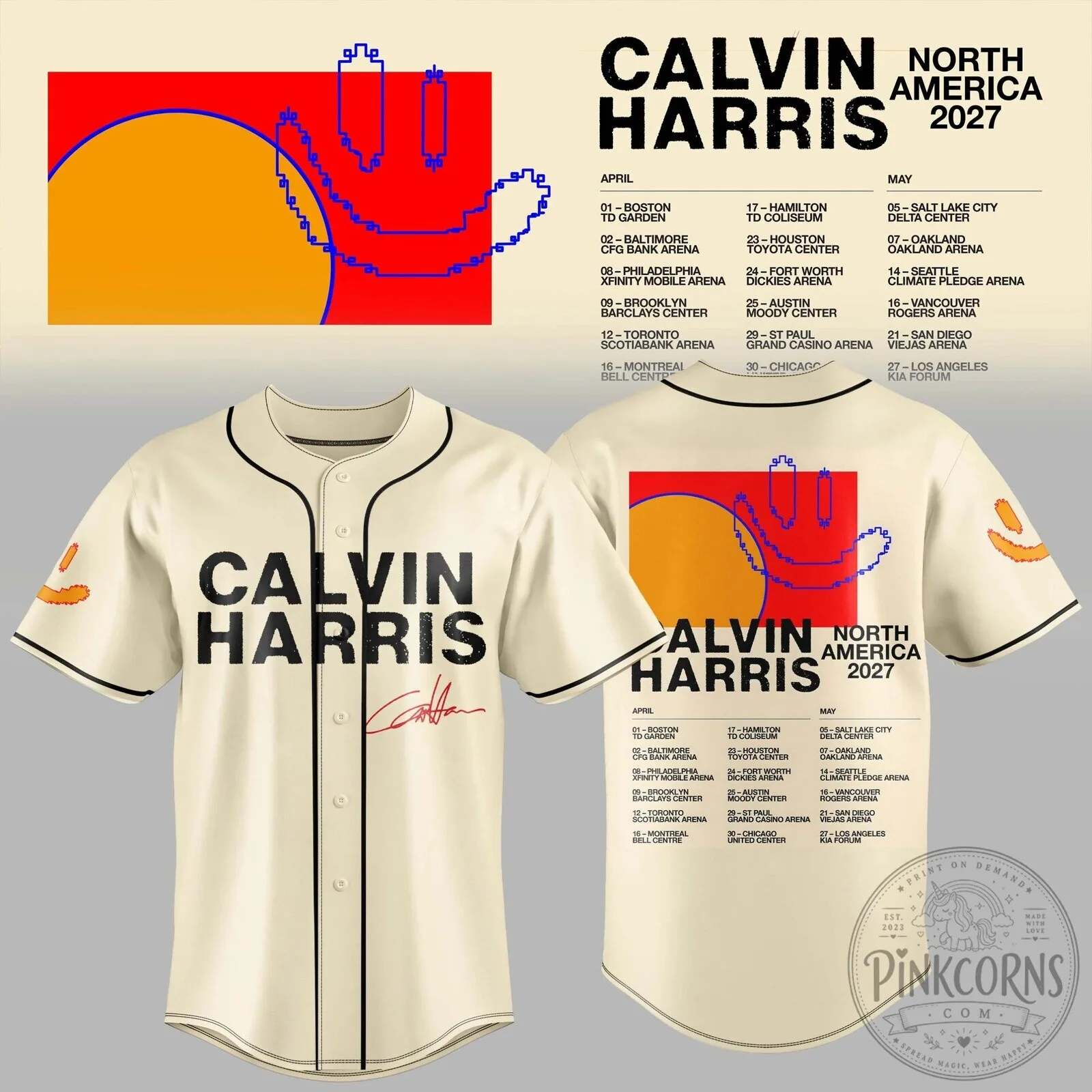 Baseball Jersey for North America's 2027 Tour by Calvin Harris