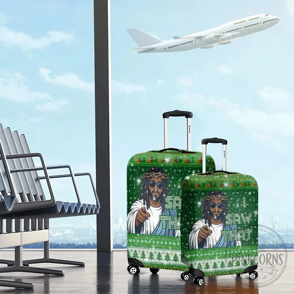 Black Jesus I Saw That Ugly Christmas Sweater Pattern Luggage Cover 5 Black Jesus I Saw That Ugly Christmas Sweater Pattern Luggage Cover