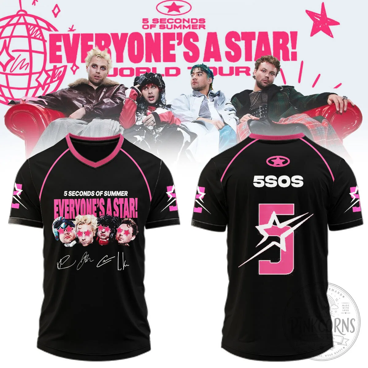 5 Seconds of Summer Everyone's A Star World Tour Signature Jersey