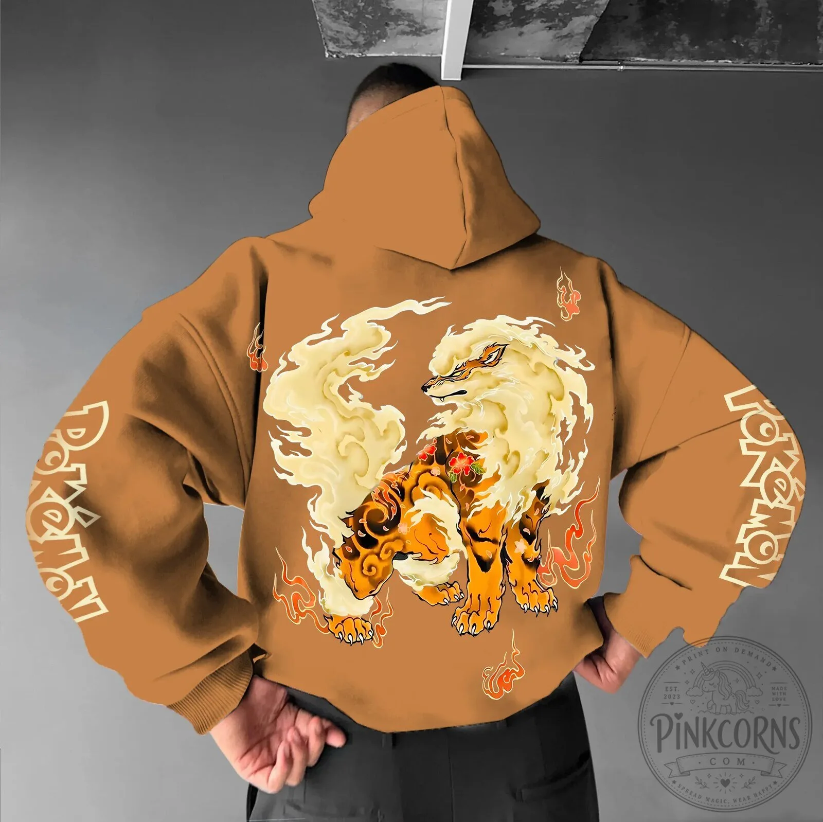 Pokémon Arcanine Japanese Art Style Graphic Unisex Hoodie