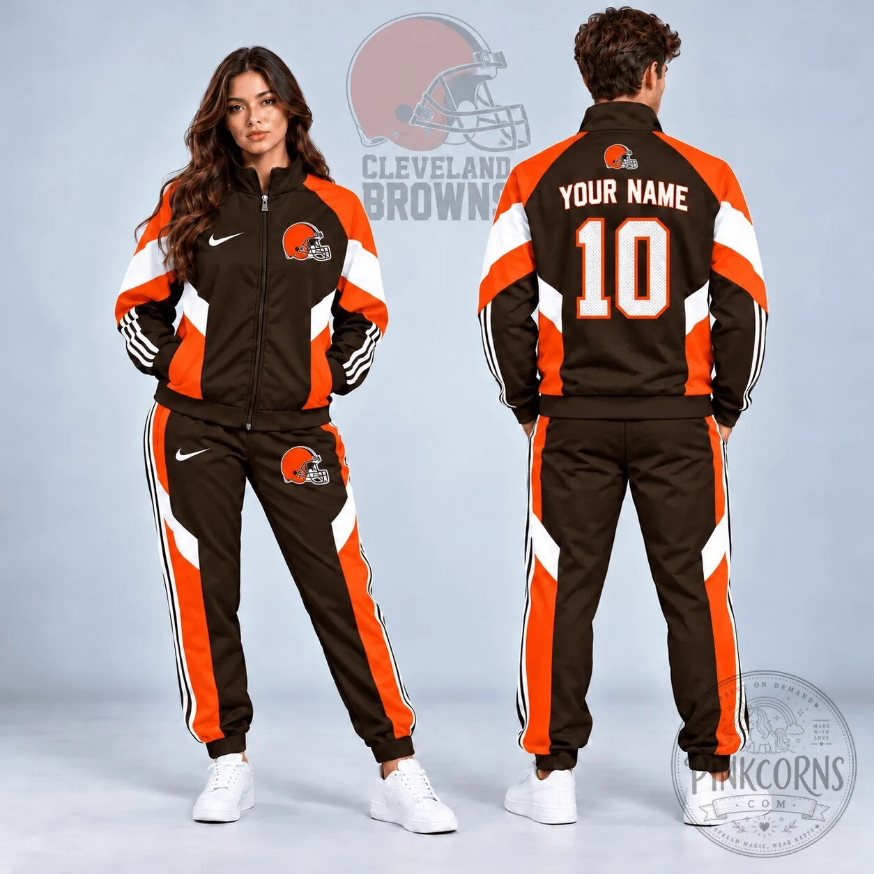 Cleveland Browns Personalized Name and Number Full-Zip Tracksuit Jacket