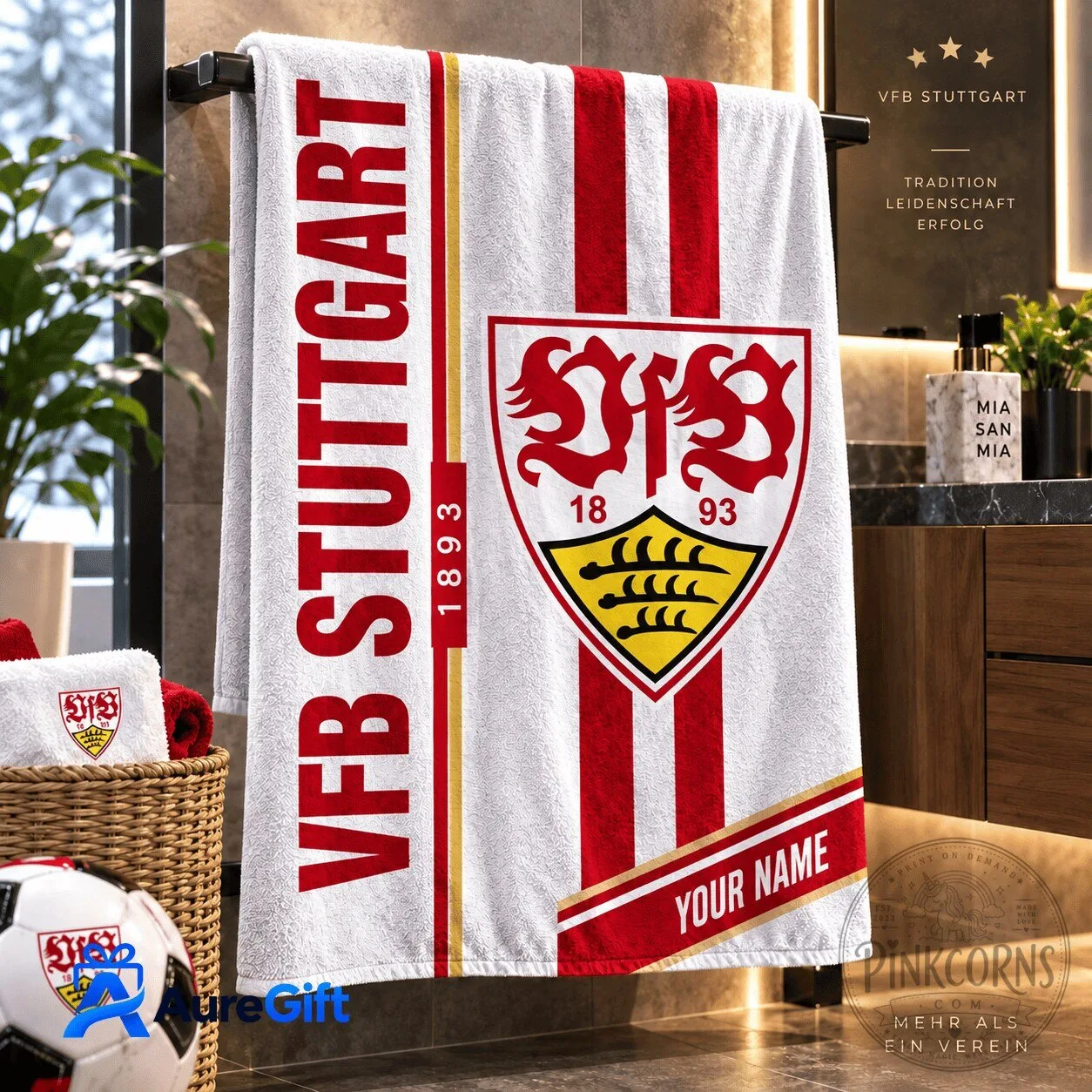 VfB Stuttgart Bundesliga Personalized Name Football Club Bath Towel