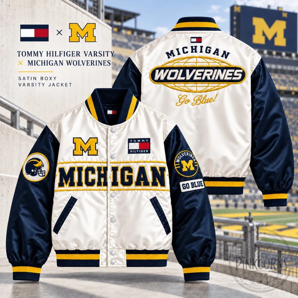 Tommy Hilfiger Michigan Wolverines Satin Varsity Jacket 16 Tommy Hilfiger Michigan Wolverines Satin Varsity Jacket
