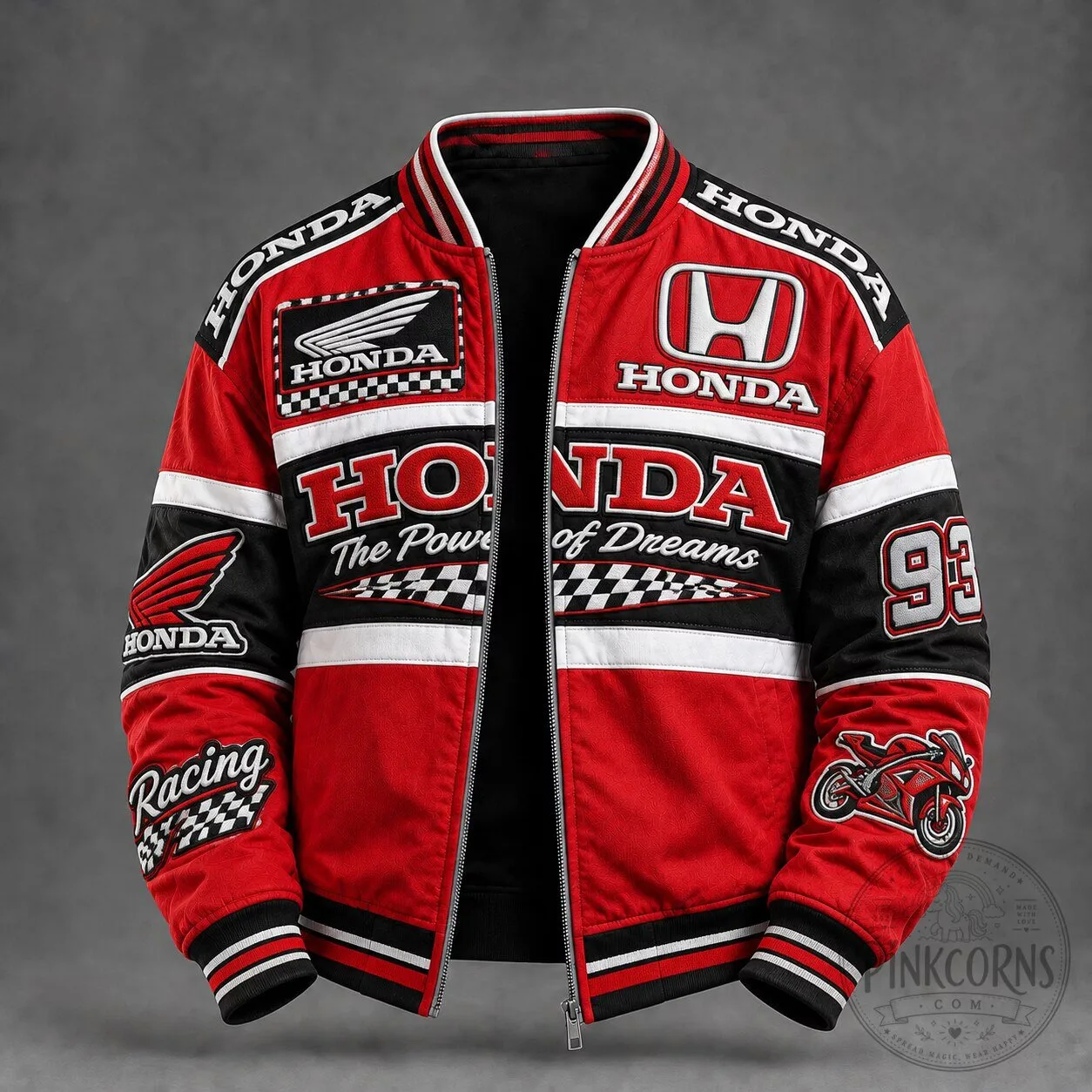 Honda Racing Motorcycle Bomber Jacket - The Power of Dreams Streetwear Coat 8 Honda Racing Motorcycle Bomber Jacket - The Power of Dreams Streetwear Coat