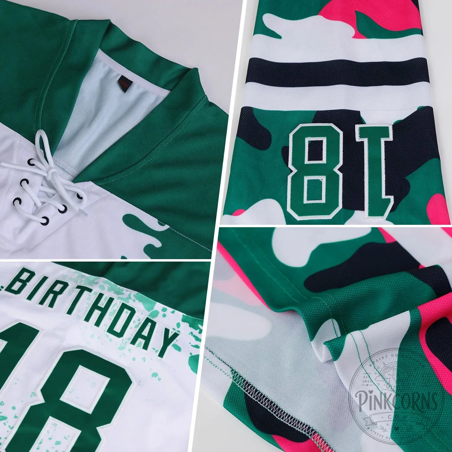 Custom Hot Pink Black Melting Dripping Strawberry Lace Neck Hockey Jersey 11 Custom Hot Pink Black Melting Dripping Strawberry Lace Neck Hockey Jersey