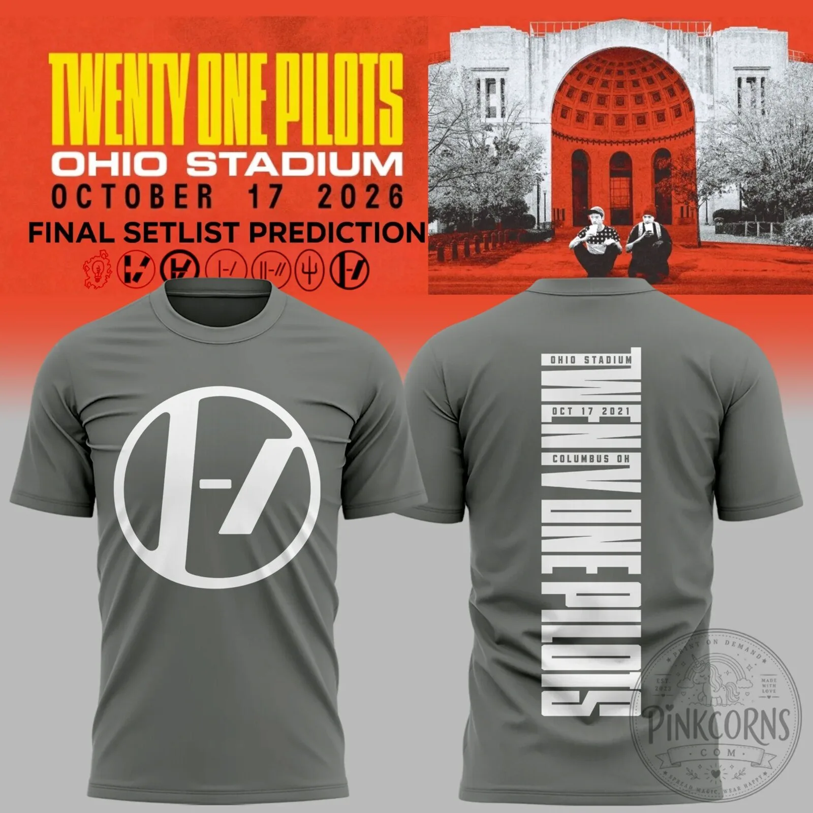 Twenty One Pilots Ohio Stadium Final Setlist Prediction T-Shirt