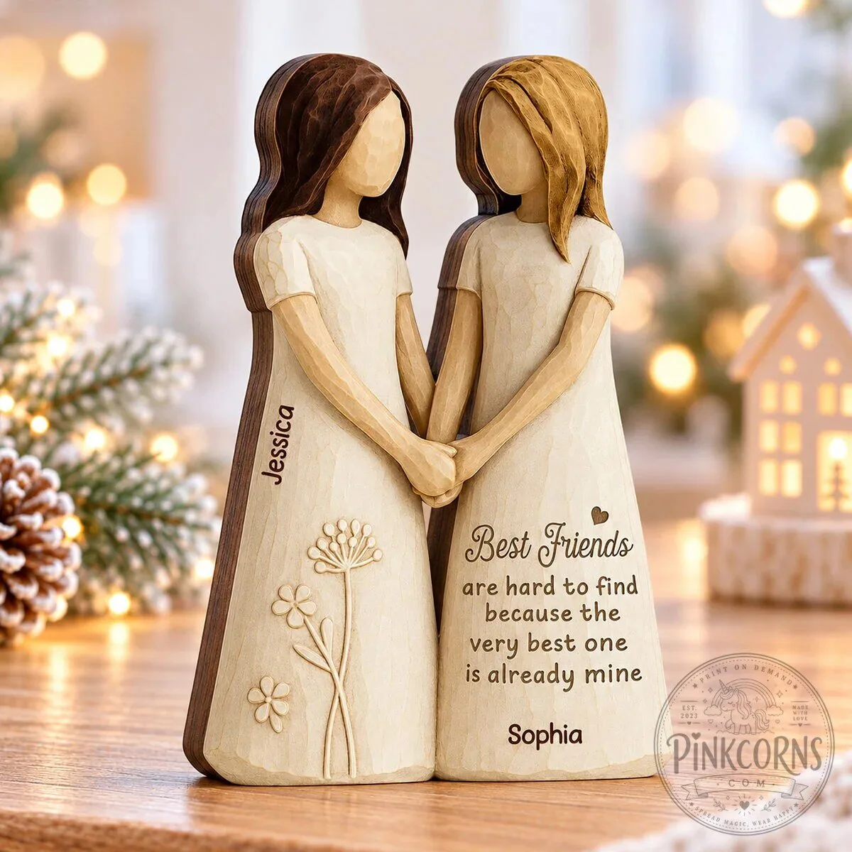 Personalized Best Friends Holding Hands Wooden Block Plaque Gift 13 Personalized Best Friends Holding Hands Wooden Block Plaque Gift
