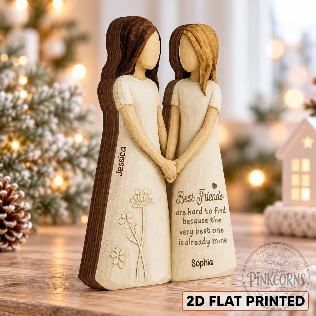 Personalized Best Friends Holding Hands Wooden Block Plaque Gift 14 Personalized Best Friends Holding Hands Wooden Block Plaque Gift