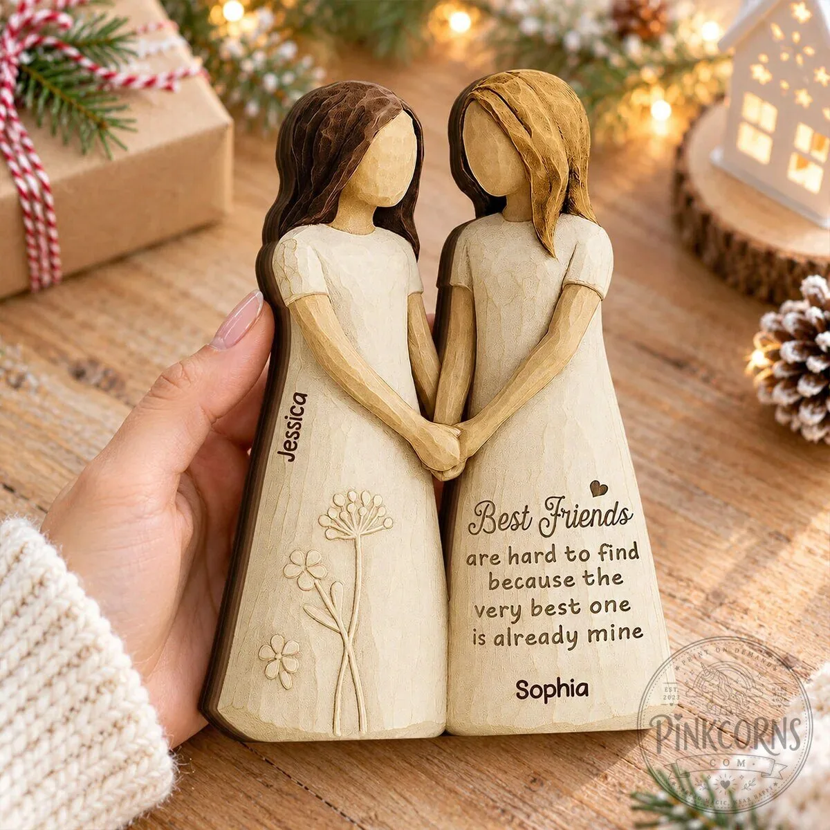 Personalized Best Friends Holding Hands Wooden Block Plaque Gift 15 Personalized Best Friends Holding Hands Wooden Block Plaque Gift