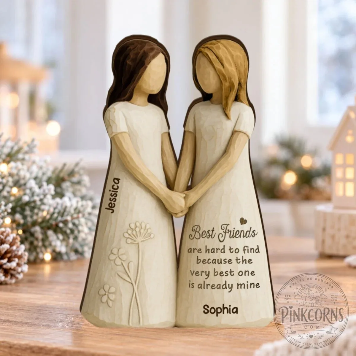 Personalized Best Friends Holding Hands Wooden Block Plaque Gift 21 Personalized Best Friends Holding Hands Wooden Block Plaque Gift