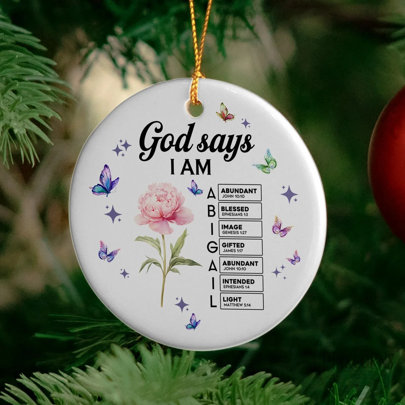 God Says I Am Bible Verse Personalized Christmas Tree Ornament 8 God Says I Am Bible Verse Personalized Christmas Tree Ornament