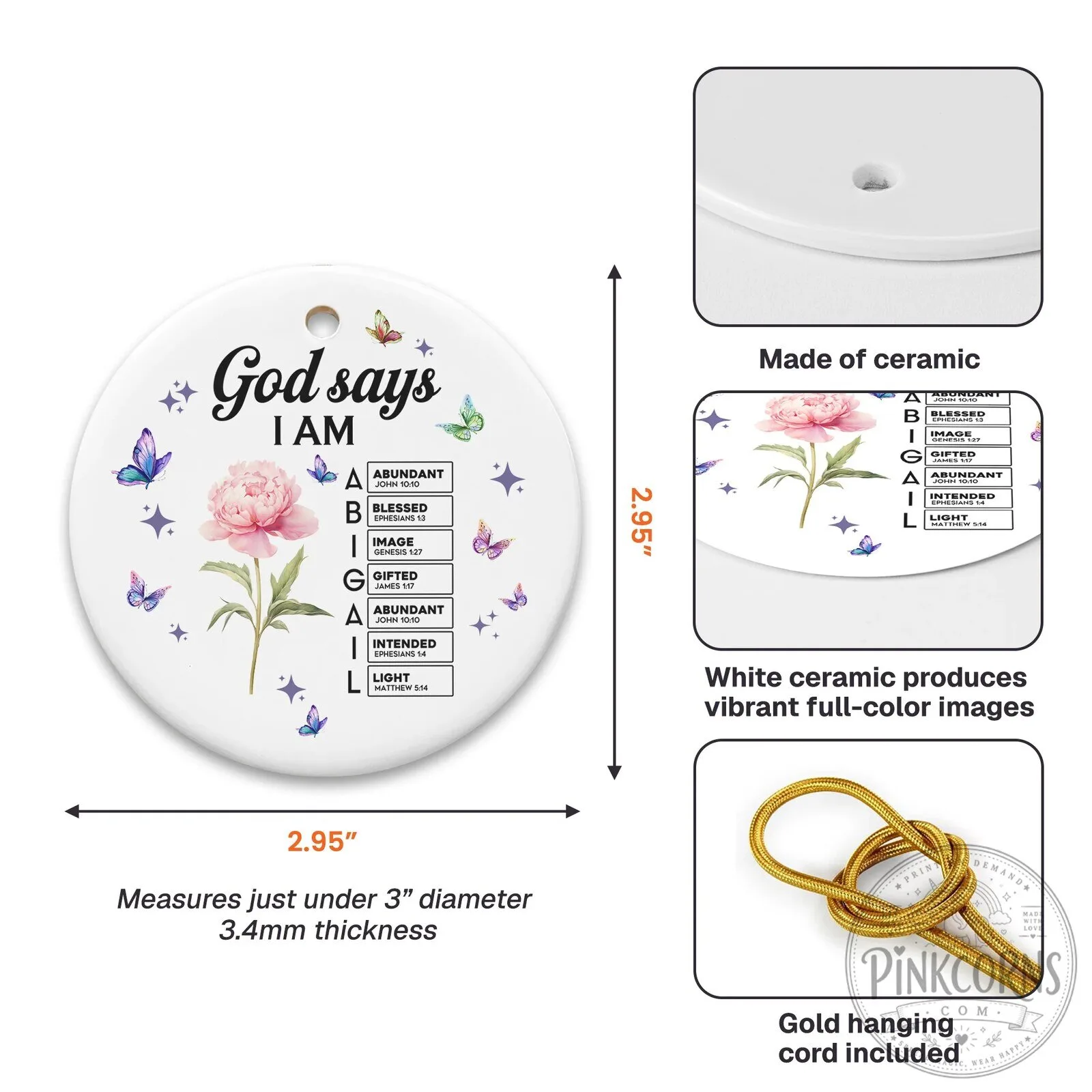 God Says I Am Bible Verse Personalized Christmas Tree Ornament 9 God Says I Am Bible Verse Personalized Christmas Tree Ornament