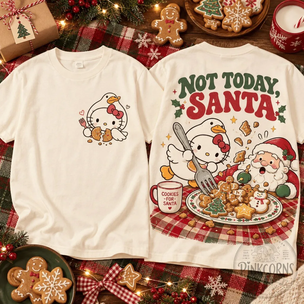 Hello Kitty Christmas Goose Not Today Santa Cookie Chaos T-Shirt Hello Kitty Christmas Goose Not Today Santa Cookie Chaos T-Shirt