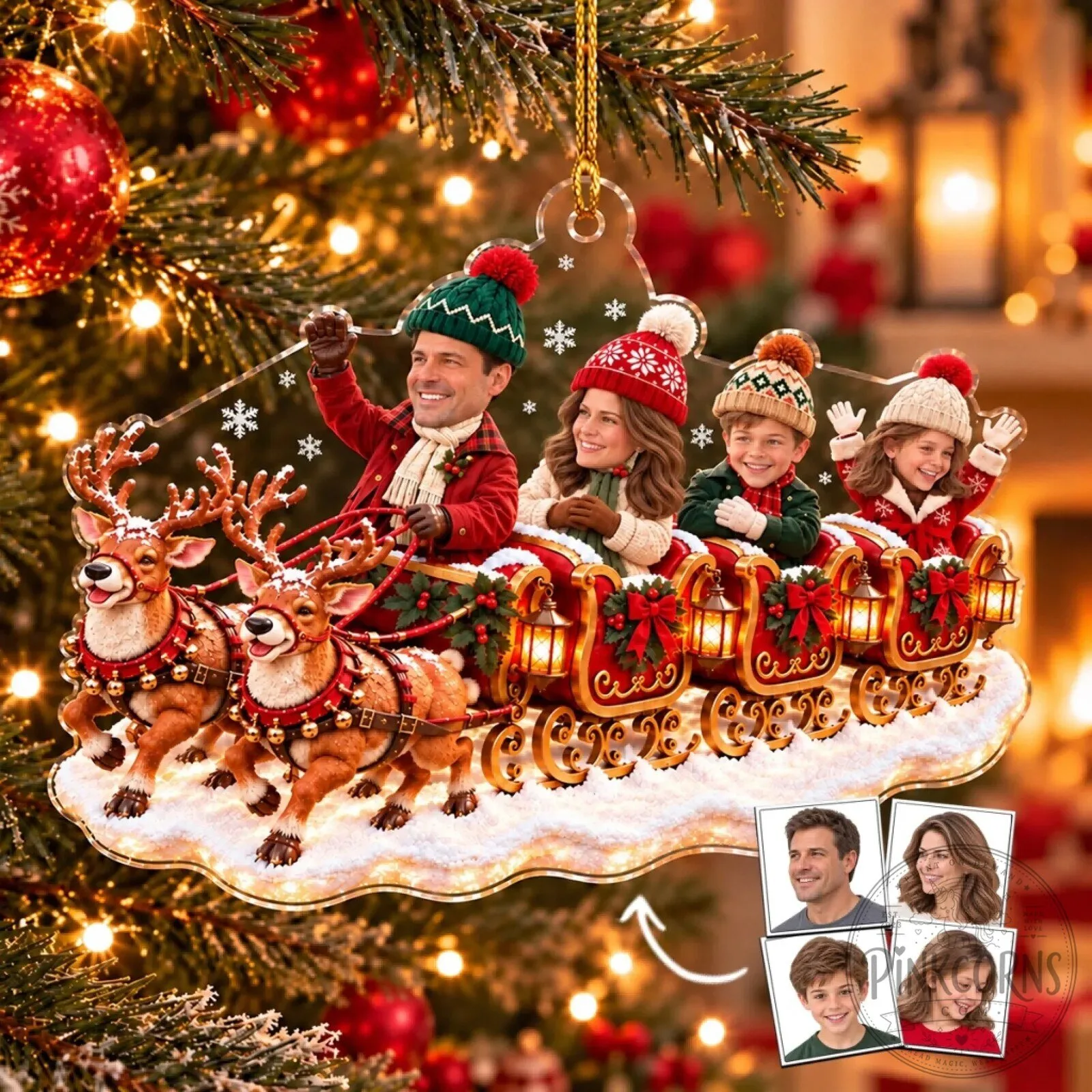 Gecko Moria One Piece Anime Custom Printed Nike Air Force 1 Sneakers 5 Personalized Family Christmas Sleigh Ride Photo Ornament