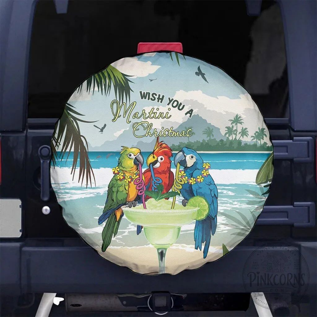 Martini Christmas Parrot Tropical Beach Spare Tire Cover 8 Martini Christmas Parrot Tropical Beach Spare Tire Cover