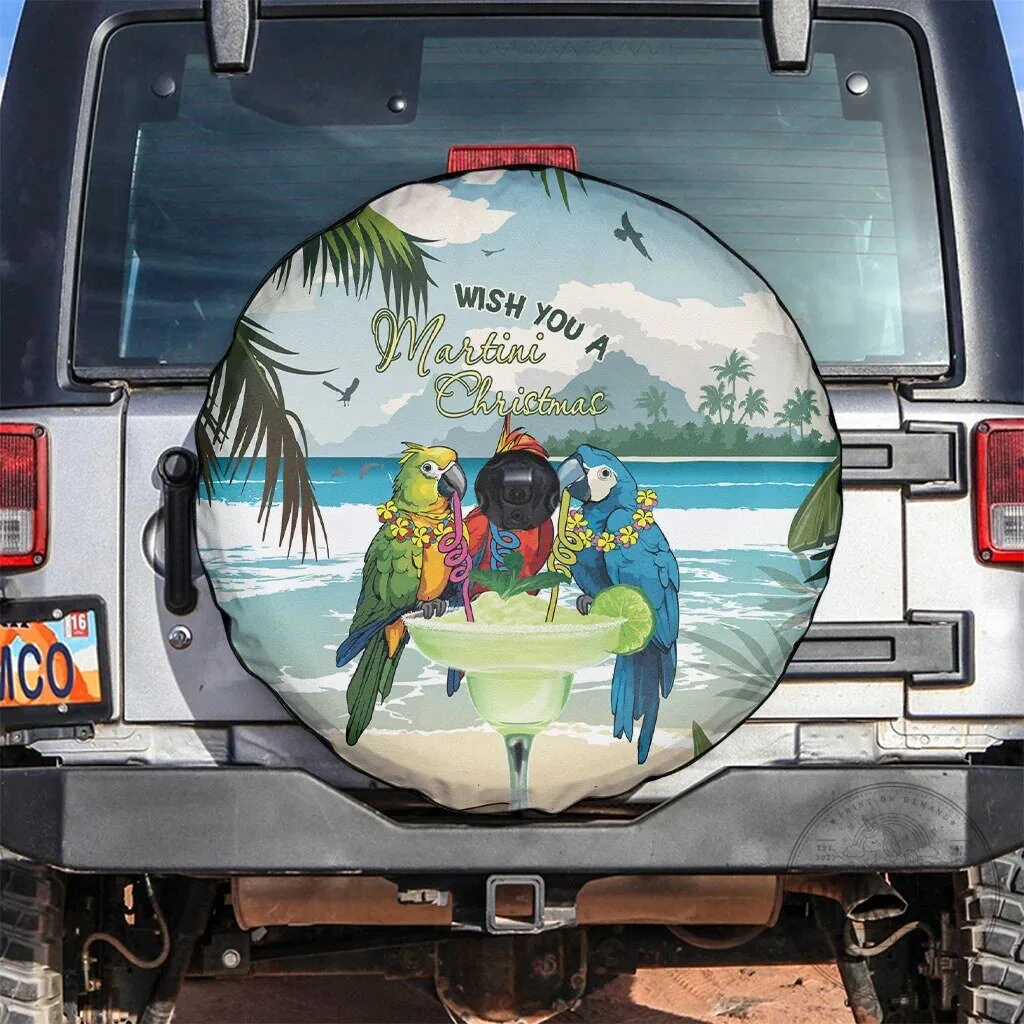 Martini Christmas Parrot Tropical Beach Spare Tire Cover 9 Martini Christmas Parrot Tropical Beach Spare Tire Cover