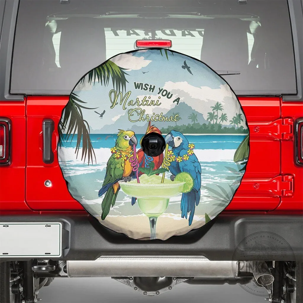 Martini Christmas Parrot Tropical Beach Spare Tire Cover 10 Martini Christmas Parrot Tropical Beach Spare Tire Cover